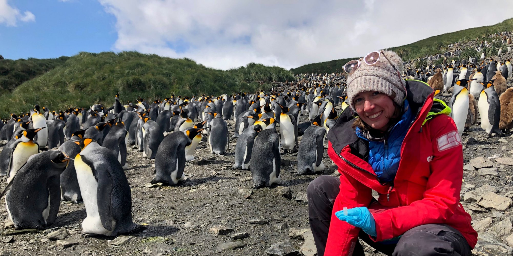 Gemma Clucas with penguins