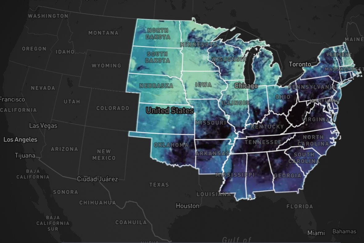 Screen capture of wild bee richness map - cropped for continental US