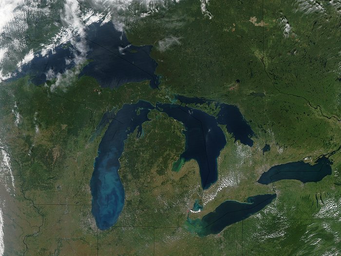 Satellite view of the Great Lakes