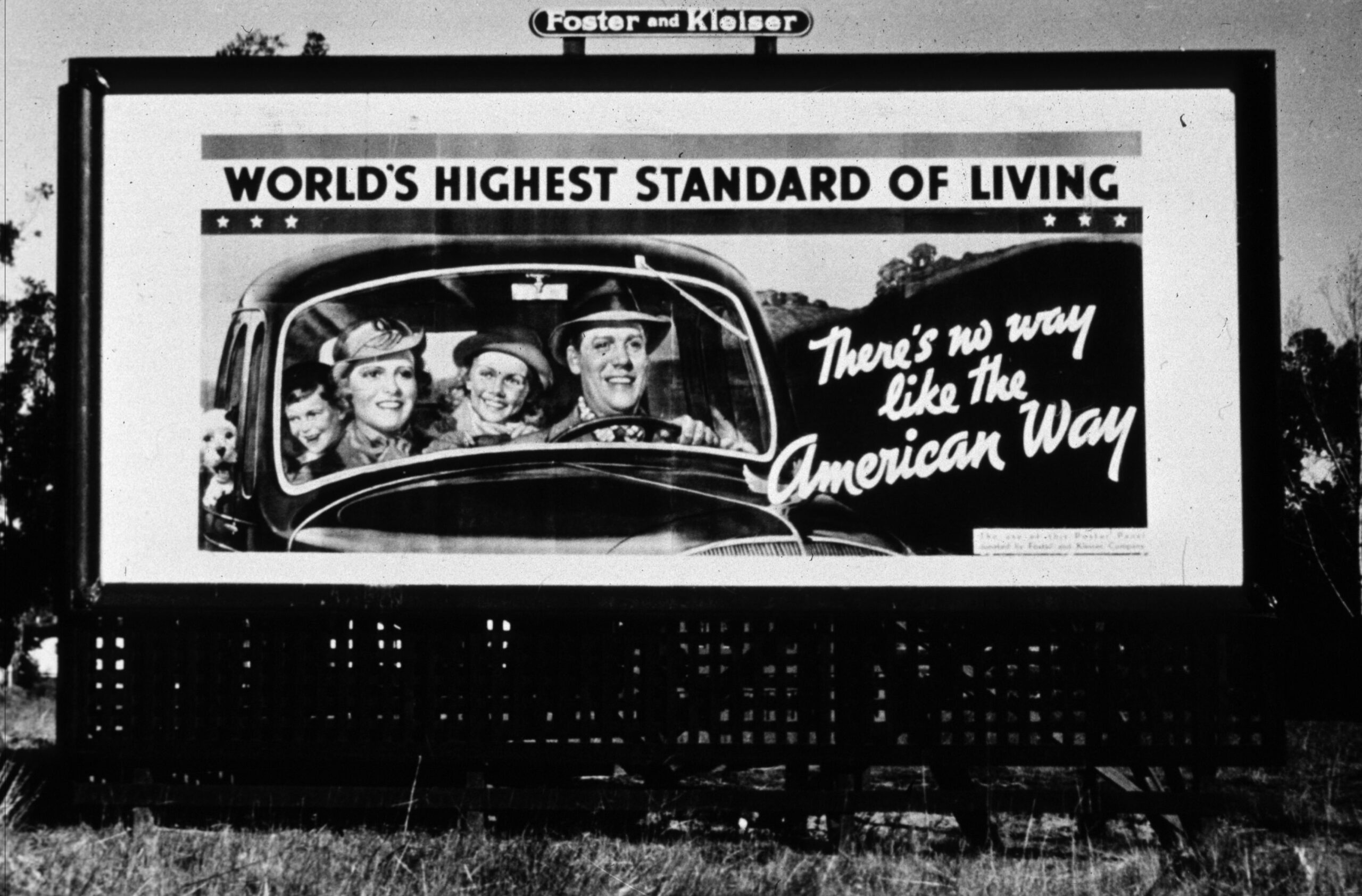 A Great Depression-era billboard on Highway 99 in California Photographer: Dorothea Lange/Library Of Congress/Getty Images