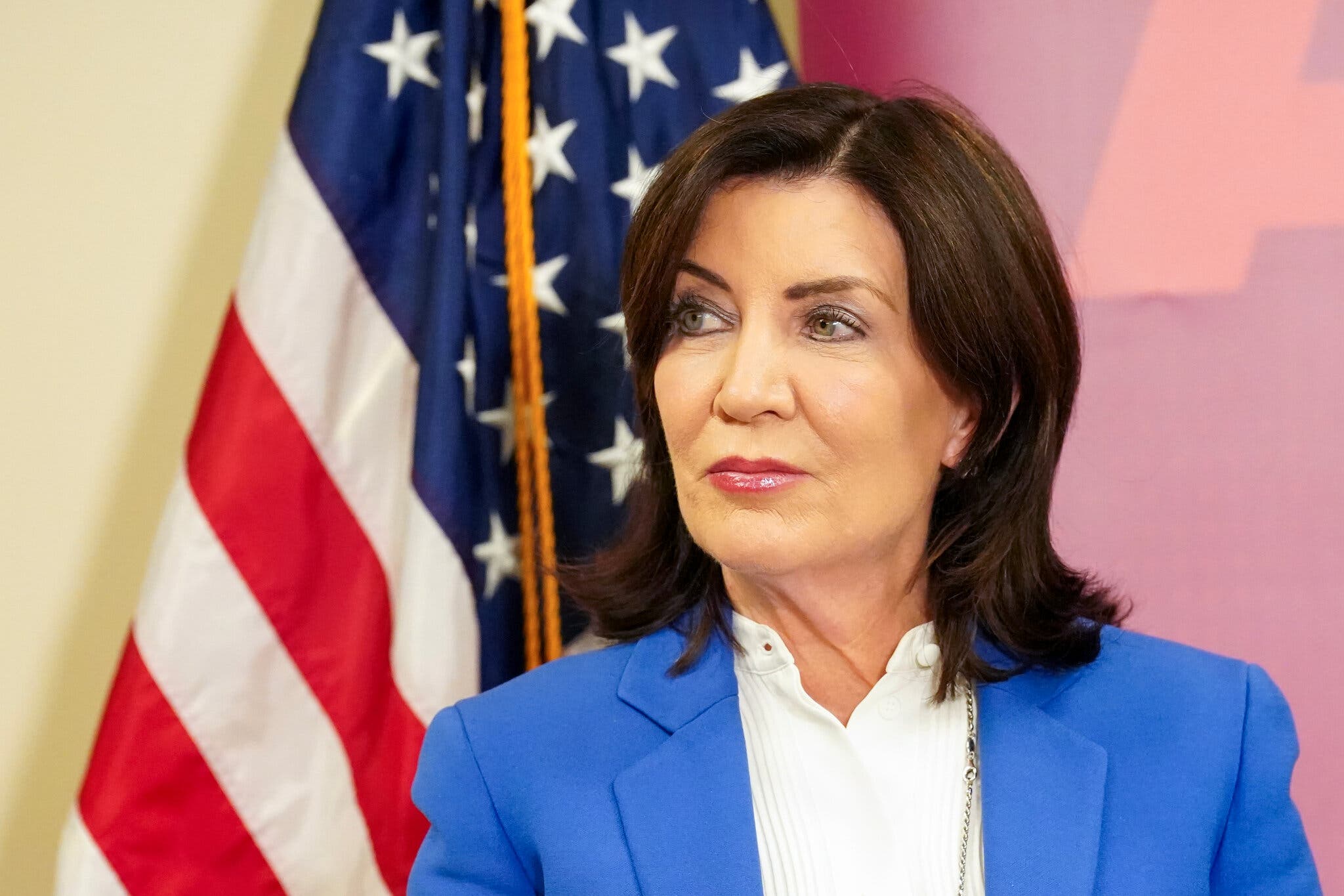 Gov. Kathy Hochul on Wednesday directed the Metropolitan Transportation Authority to pause the congestion pricing program.Credit...Cindy Schultz for The New York Times
