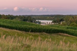 Farmland and Lake in rural Minnesota
