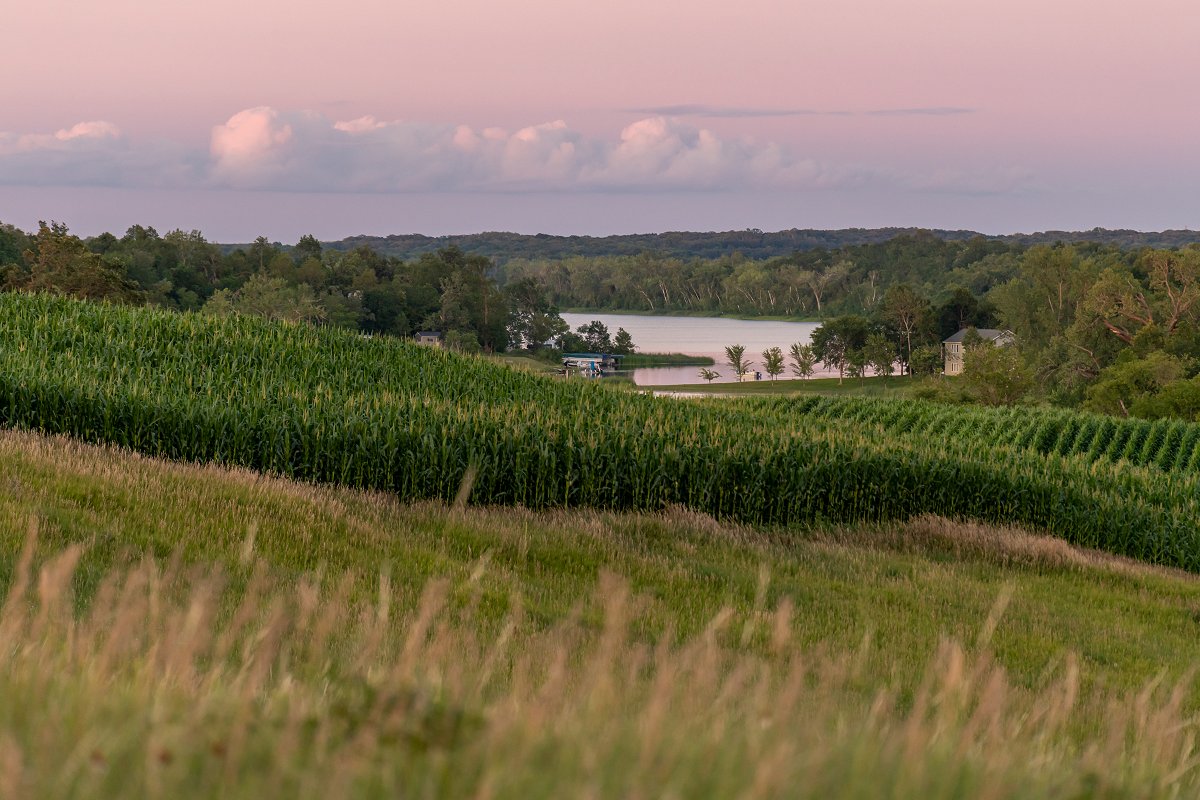 Farmland and Lake in rural Minnesota