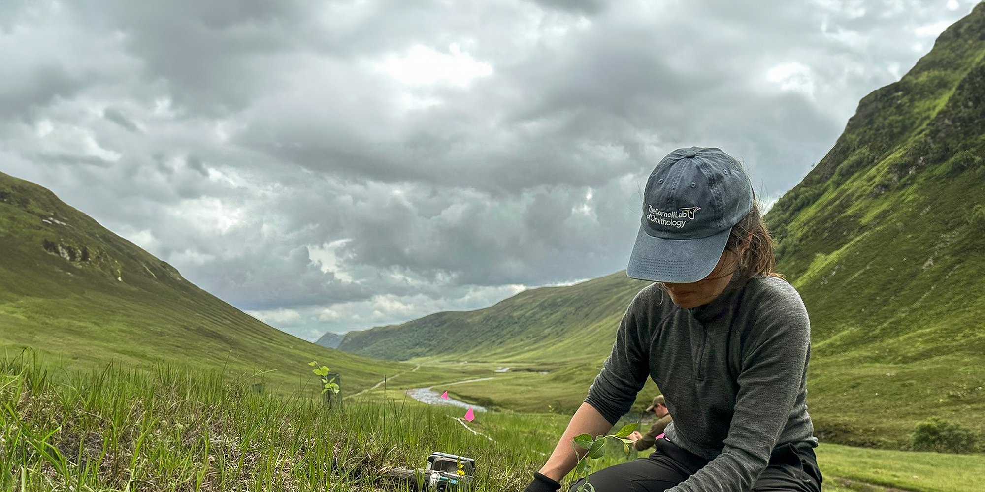 Grad student Hannah Kirkland in the field