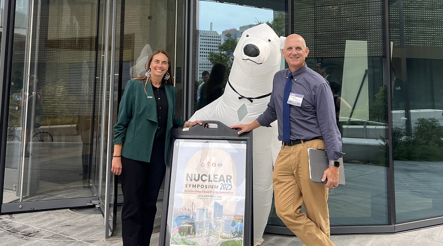 At the Nuclear Symposium, Lara Skinner (ILR School) discusses how New Yorkers are ready to talk about making nuclear deployment faster, more cost-effective, and more reliable — with attention to how it impacts communities and the workforce. (Photo provided)