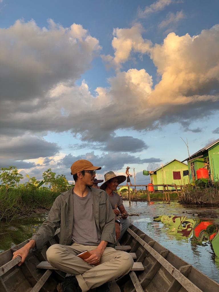 Made Adityanandana working on a river in Central Kalimantan, Indonesia