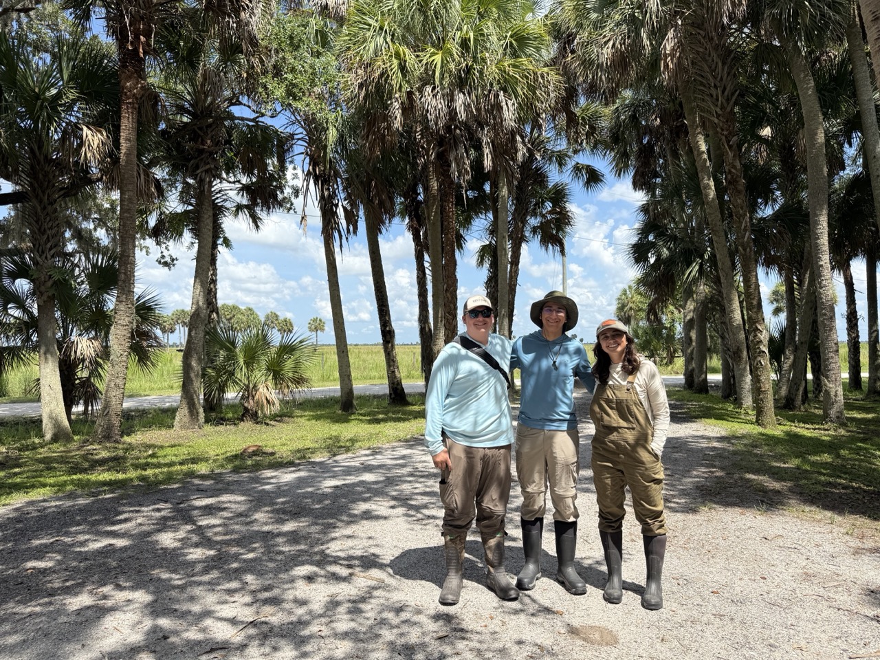 Michael Belfer ’28, Allasandra Avril Valdez, a Ph.D., Eli Barrett-Learn ’28 on ranch in Florida