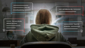 Illustration of a web user interacting with an LLM