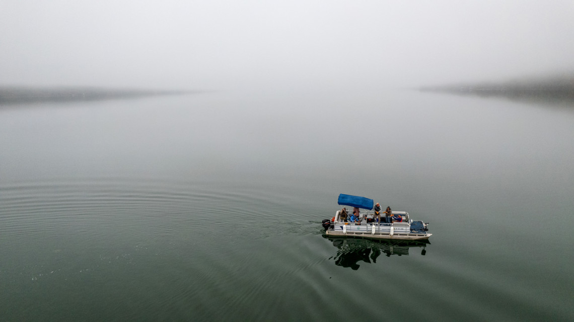 A team of scientists from Cornell, the State University of New York College of Environmental Science and Forestry and the New York State Department of Environmental Conservation took a boat out onto Seneca Lake in September to place sensors and take water samples from the lake's depths.