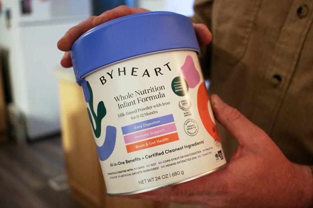 A container of ByHeart baby formula, which was recently recalled.Cheyanne Mumphrey / AP