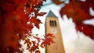 Cornell Clock Tower in fall