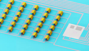 Illustration of an array of microscopic robots